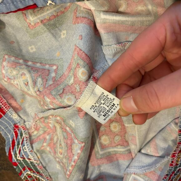 Vintage Medium Cotton Blend High Waist Novelty Bandana Print Statement Trousers - Picture 4 of 7